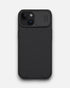 Black textured iPhone cover for iphone 15 pro cover with CamShield sliding lens protector and raised camera protection