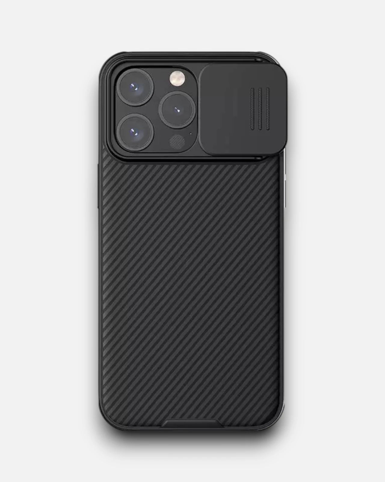 CamShield black iPhone case, iphone 15 pro max cover featuring sliding lens cover with privacy protection for dual-lens setup