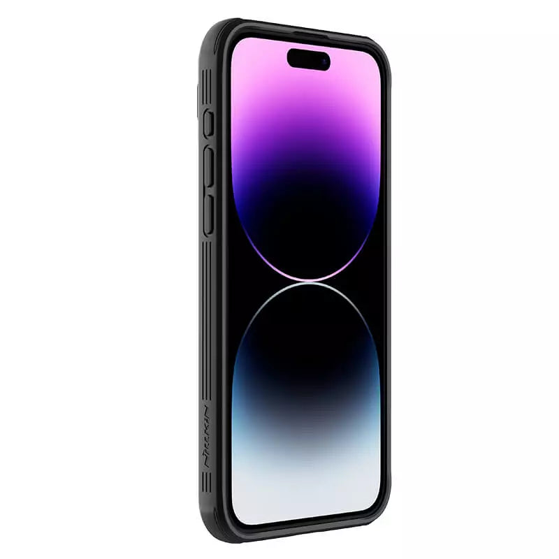 apple cover Front view of iPhone inside CamShield case for iphone 15 pro max cover showing edge protection and raised bezels for