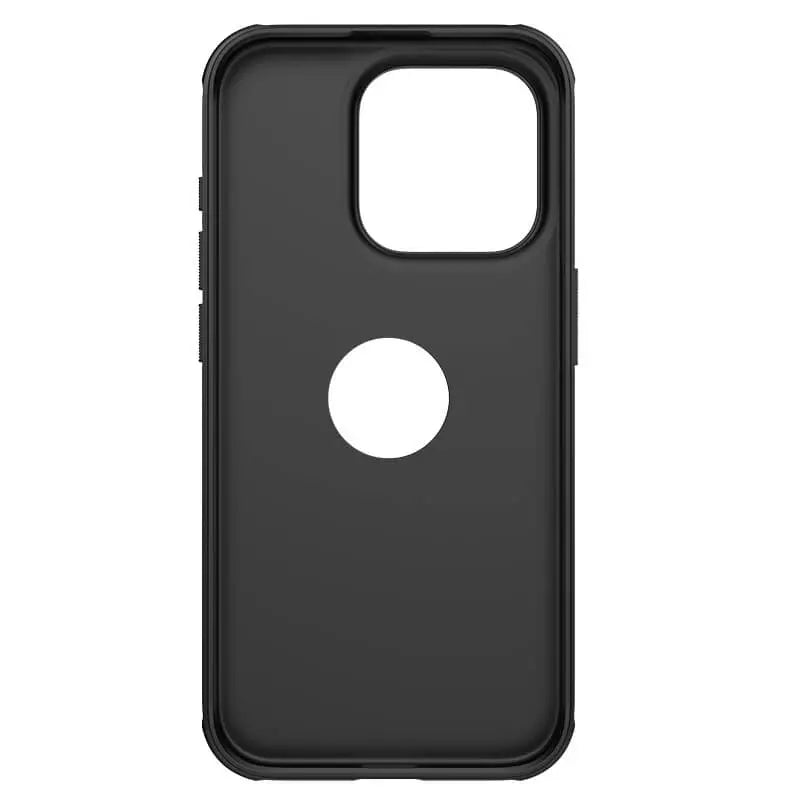 Interior of the black iPhone case, iphone 15 covers showing flexible TPU lining and camera plus logo cutouts shockproof mobile case.