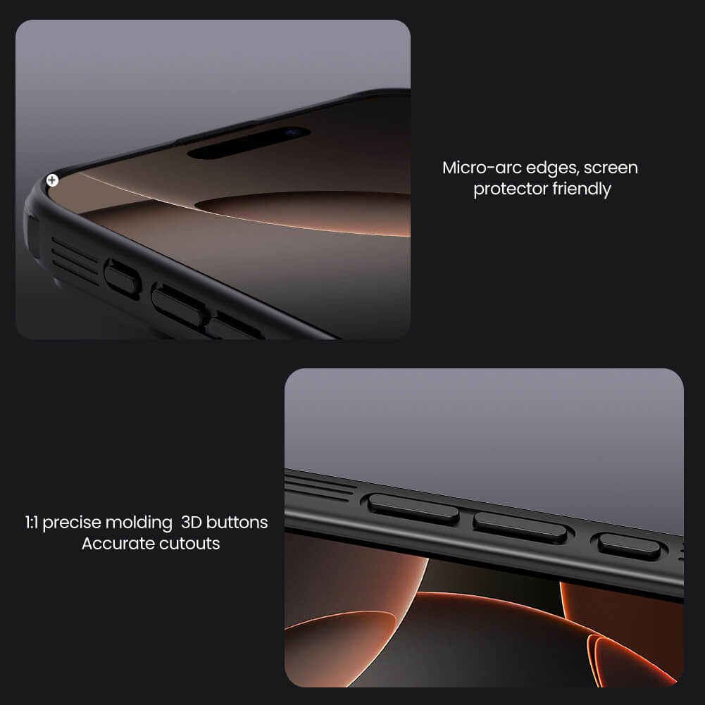 Minimal front facing view of iPhone case for iphone 16 cover in black full screen visibility in a protective iPhone cover design.
