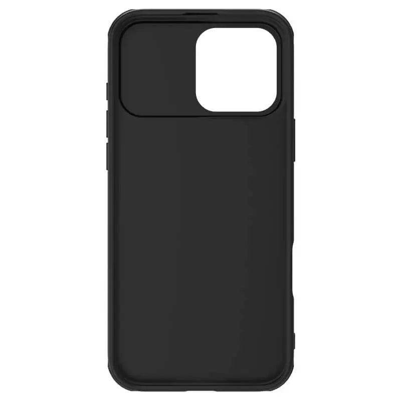 Inner side of black iPhone cases CamShield, iphone 16 cover displaying the lens shield slot and Apple cover design.