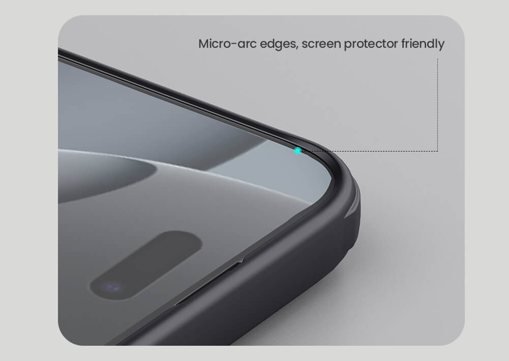 Screen protector friendly edge design with micro arc curvature in a black matte iPhone case. for iphone 16 cover