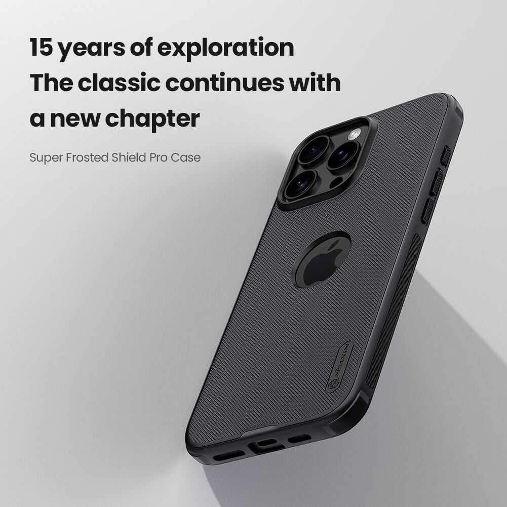 Black matte iPhone case for iphone 16 cover with precise camera cutout and Apple logo cutout sleek and minimal iPhone cover by Nillkin