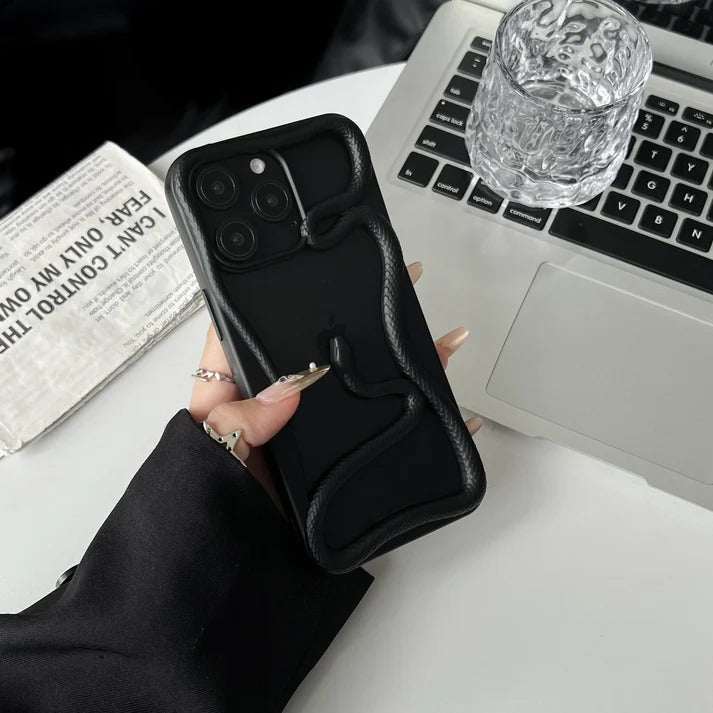 Trendy and unique iPhone cases with a 3D snake motif, iphone 16 pro max cover designed for fashion forward users who want both protection and aesthetic appeal.