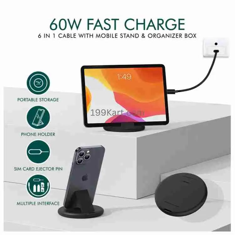 6 in 1 data cable with phone holder.