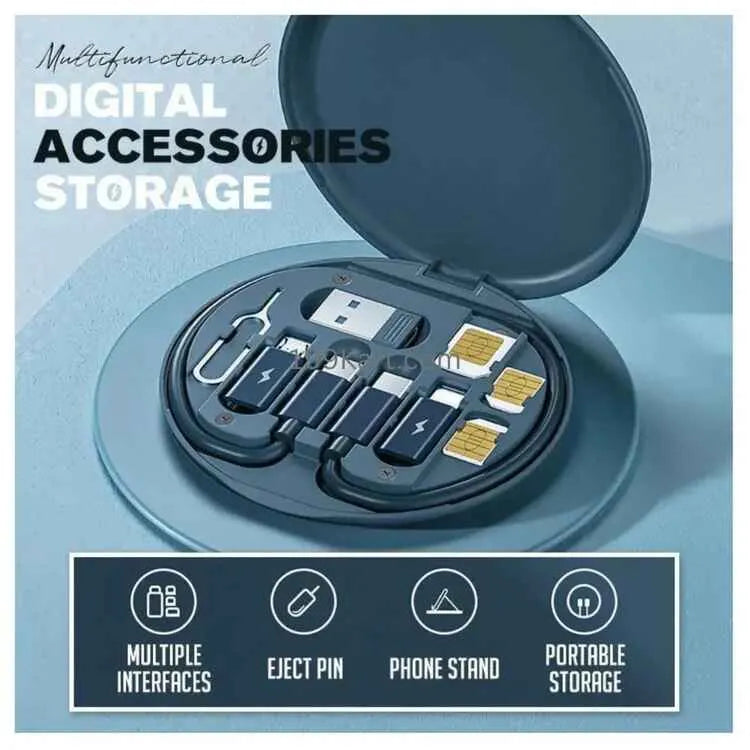 60w data cable set with portable storage that comes with multipe interface.