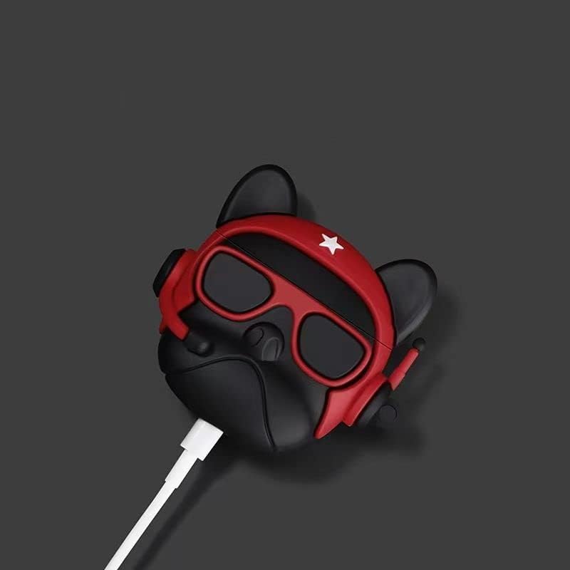 Fun and durable airpods cover resembling a military-style dog