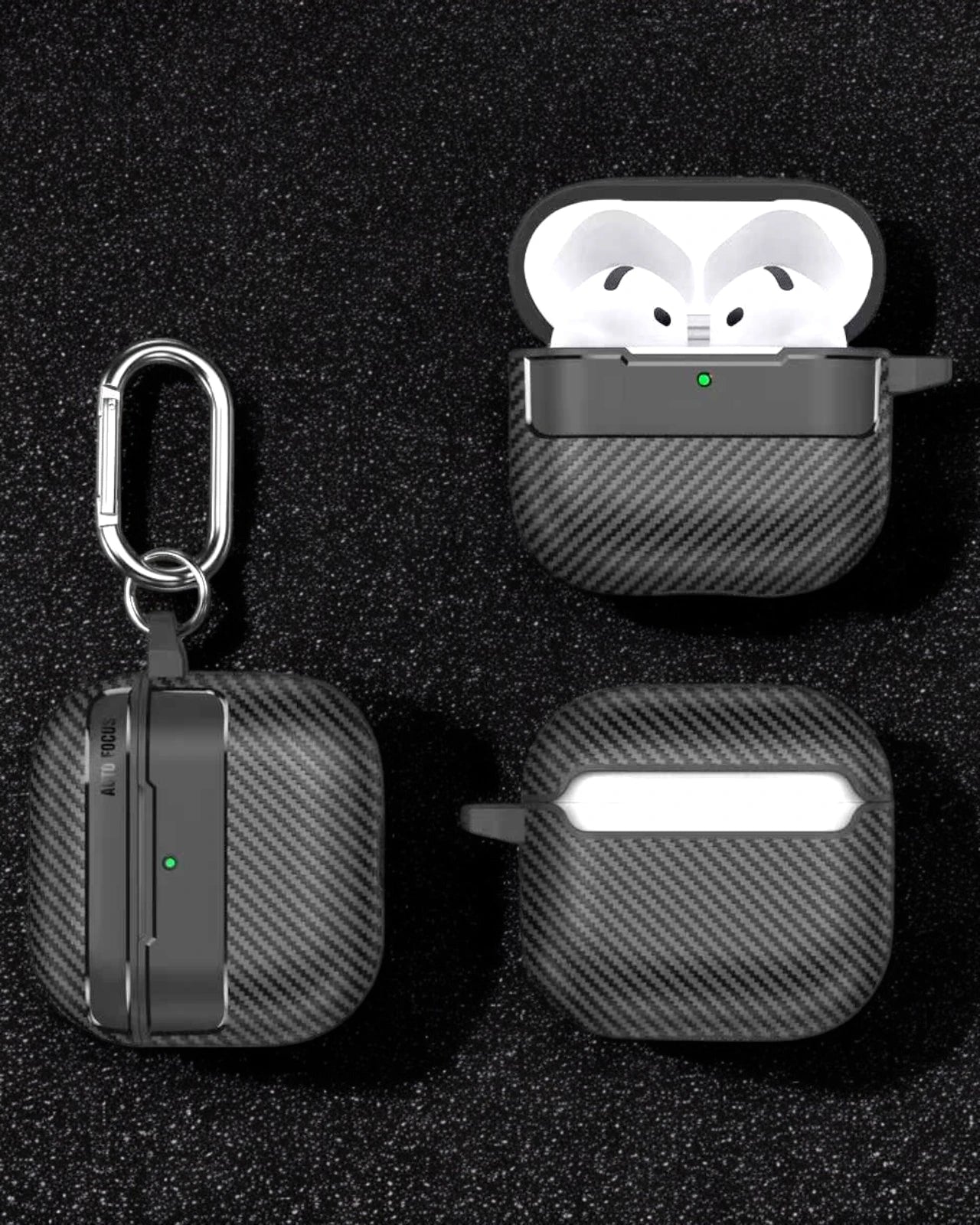 apple airpods 4 case with carbonfiber – easy to carry, hook lagane wala protective case