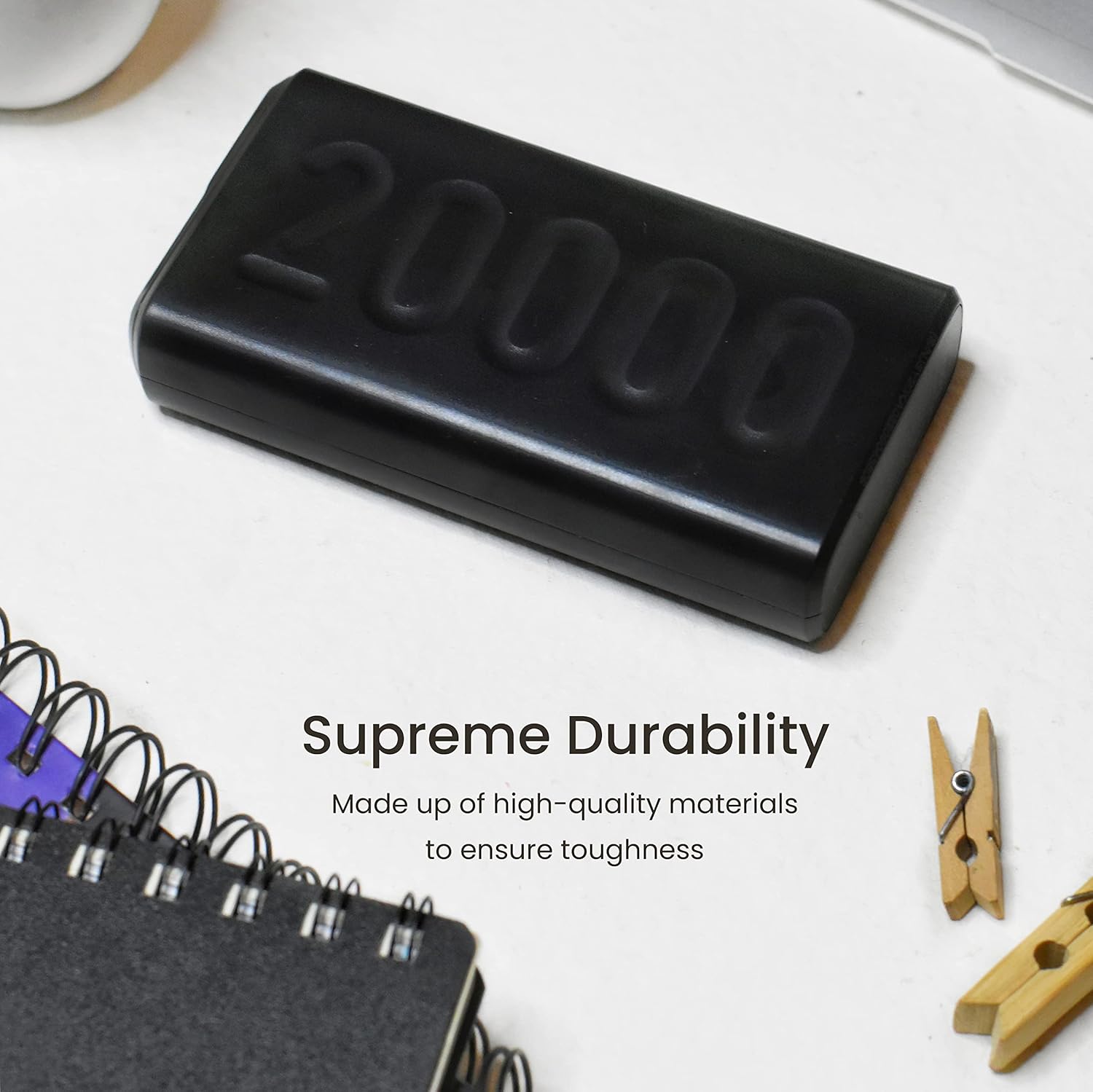 Durable 20000mAh power bank with a rugged design, built for everyday rough use