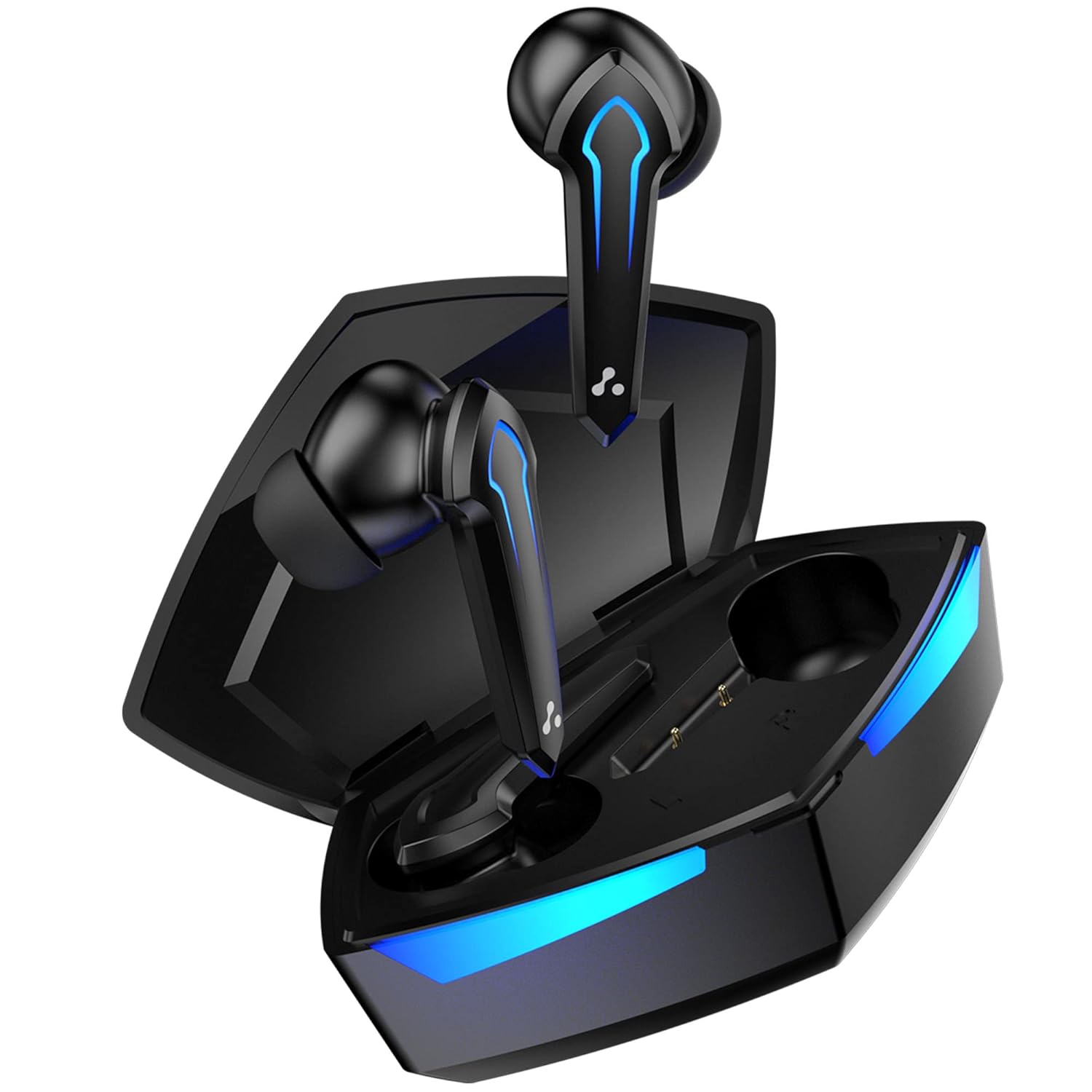 Futuristic gaming, earbuds with LED lighting and ergonomic design for enhanced gaming sessions