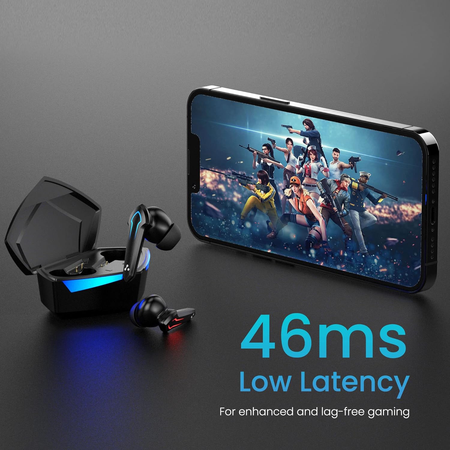 Wireless earbuds with 46ms ultralow latency for a lag free gaming experience.
