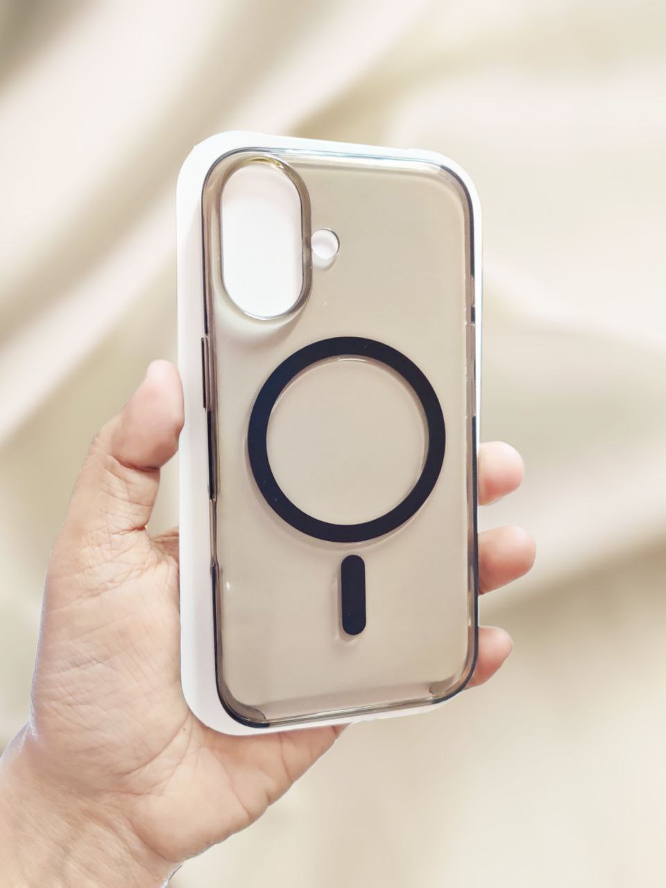 Clear iPhone case with black MagSafe ring for iphone 16 plus cover Slim, protective, and stylish apple cover