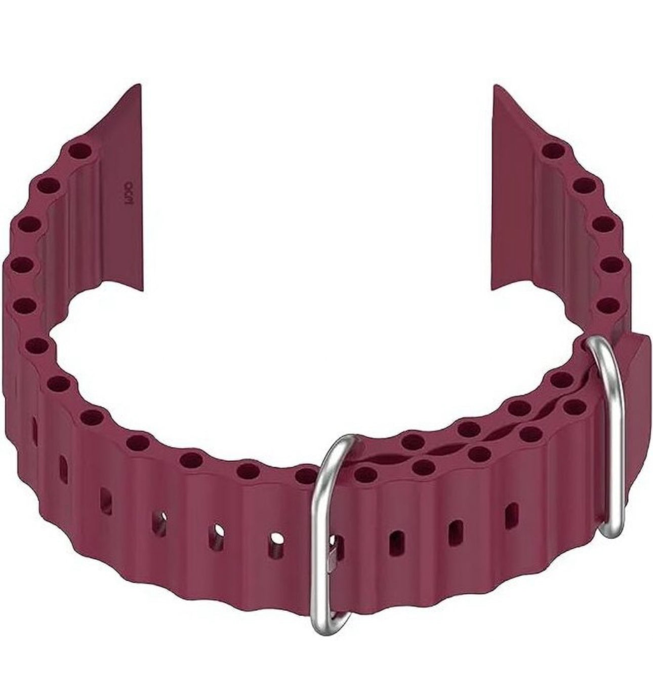 Burgundy watch strap for apple watch with precision holes for a secure and comfortable fit.