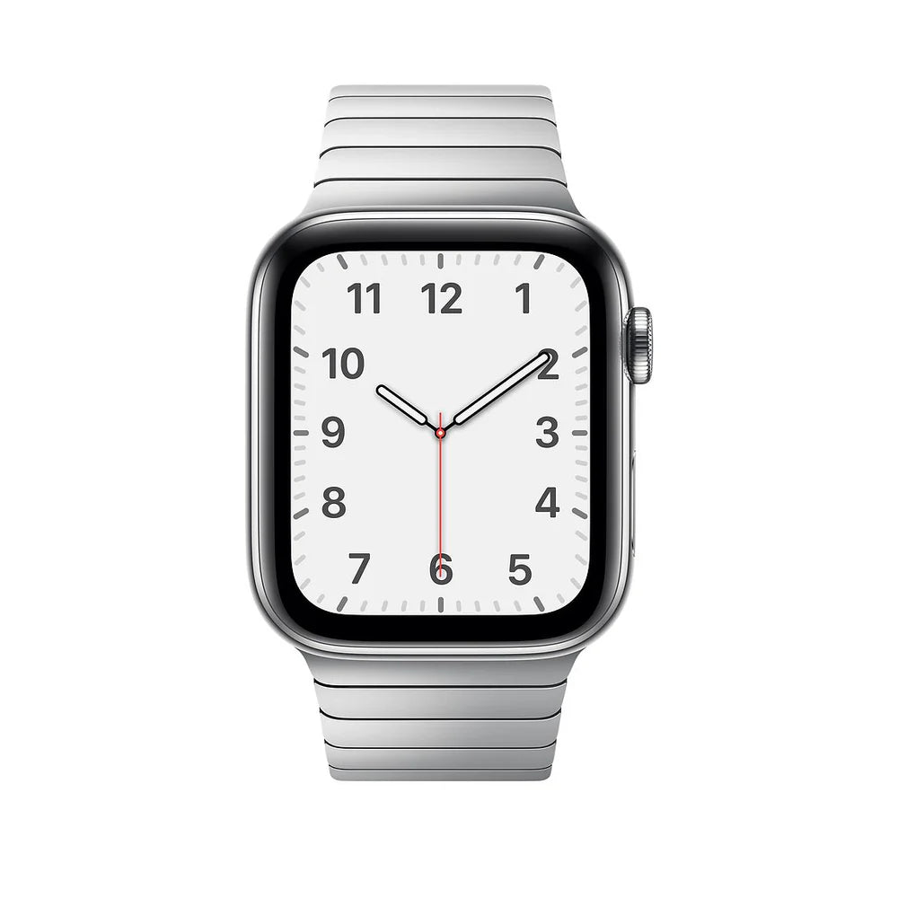 Silver Stainless Steel apple watch straps Premium link bracelet with a secure clasp for a luxurious feel.