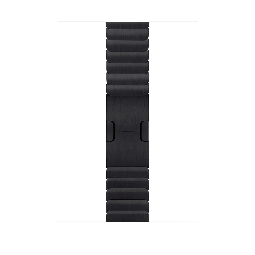 Minimalist black link bracelet for apple watch straps, featuring a seamless magnetic closure for a secure fit.