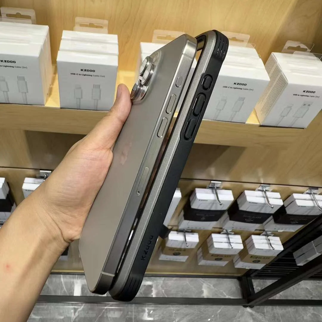 Ultra thin clear iPhone case with a black bumper frame, offering edge to edge protection.