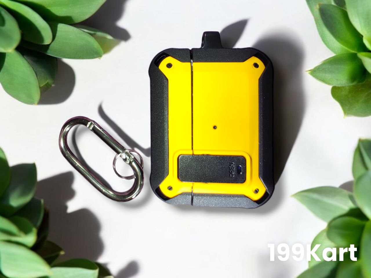 yellow Rugged airpod pro case with Carabiner Hook