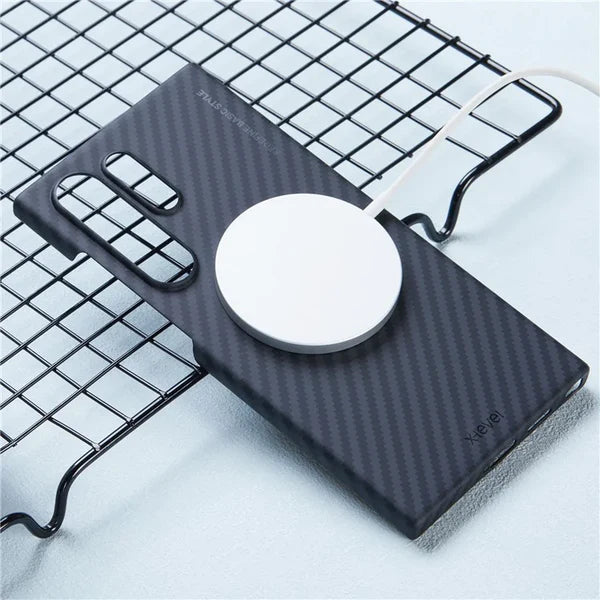 Lightweight carbon fiber Samsung case with ultra durable MagSafe compatibility for enhanced protection and style for S25 ultra