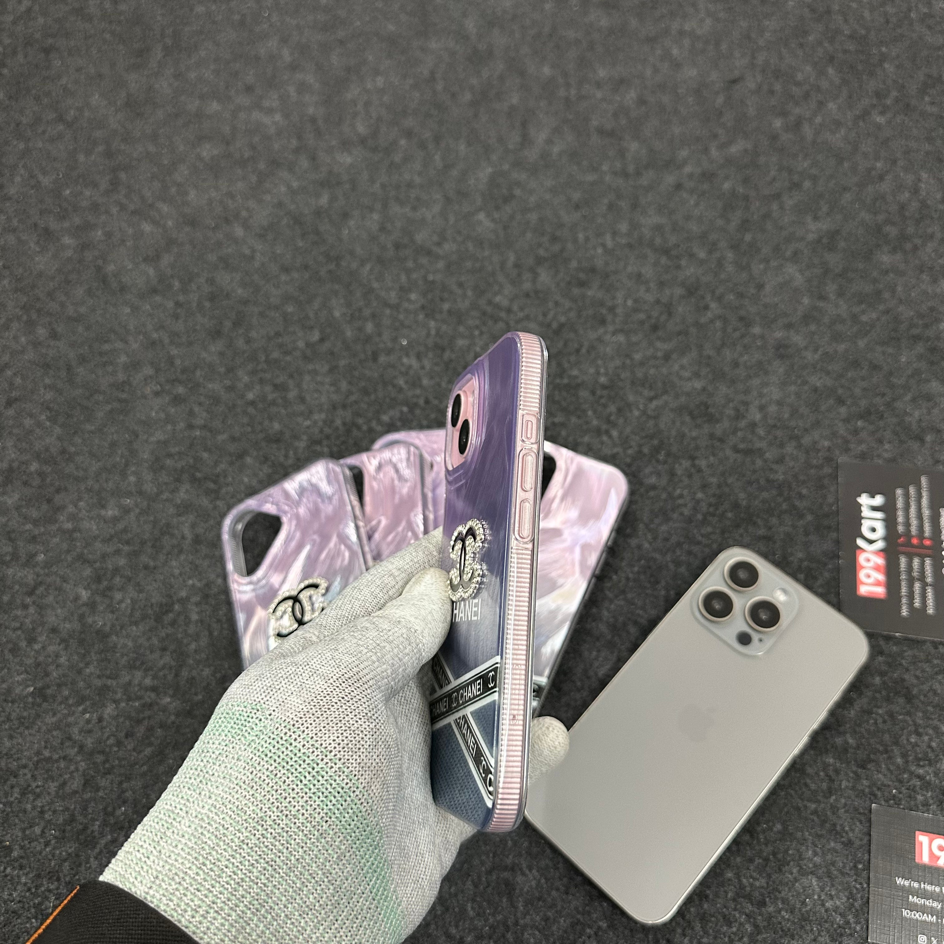 Sleek electroplated iPhone cover with embossed stone detailing, iphone 15 case ensuring high end aesthetics and superior protection