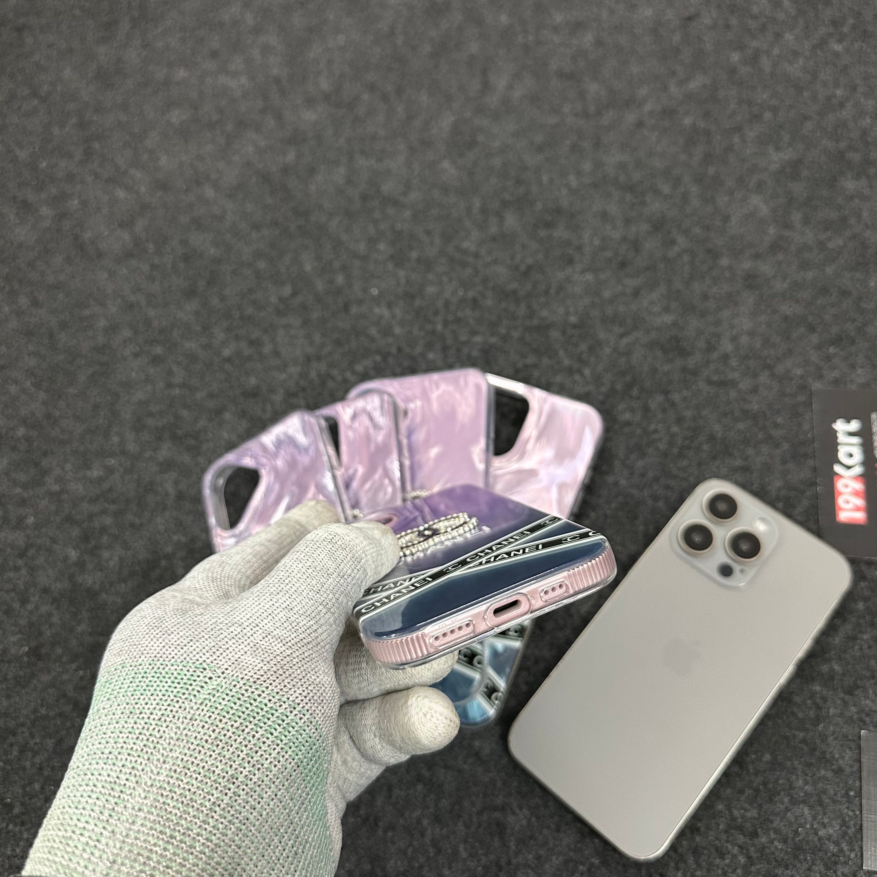 Premium Chanel inspired iPhone case, iphone 15 covers designed with a smooth reflective surface and durable shock resistant material