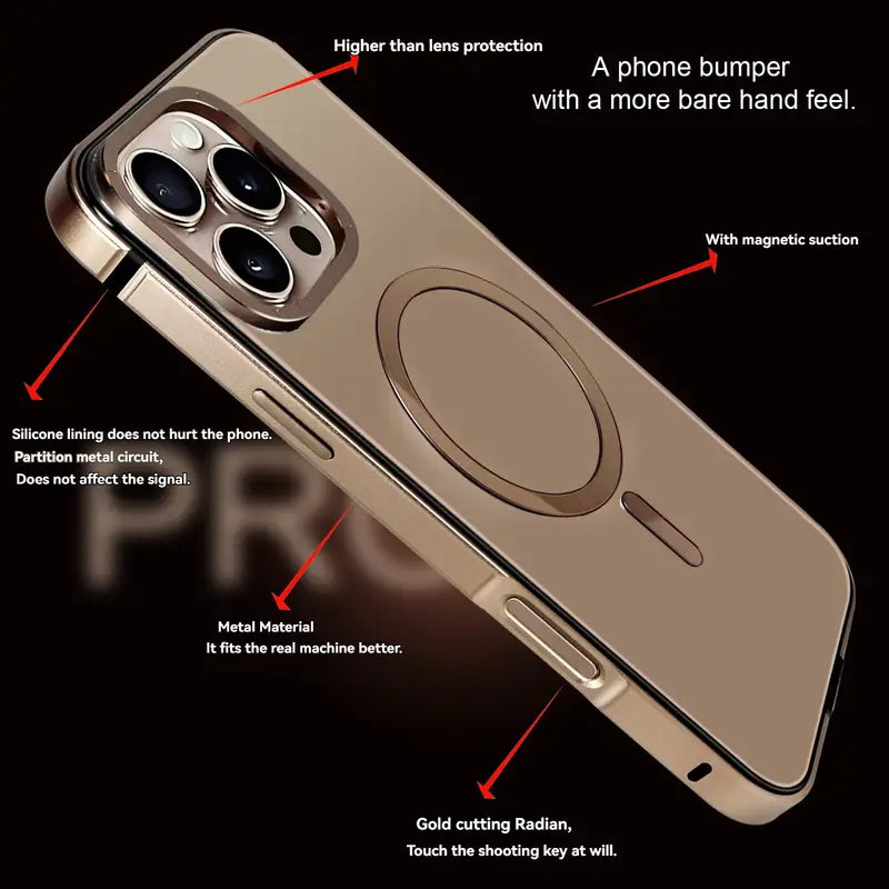 Ultra protective iPhone cover with steel edge, iphone 16 pro case built in soft silicone and 360 degree anti drop protection