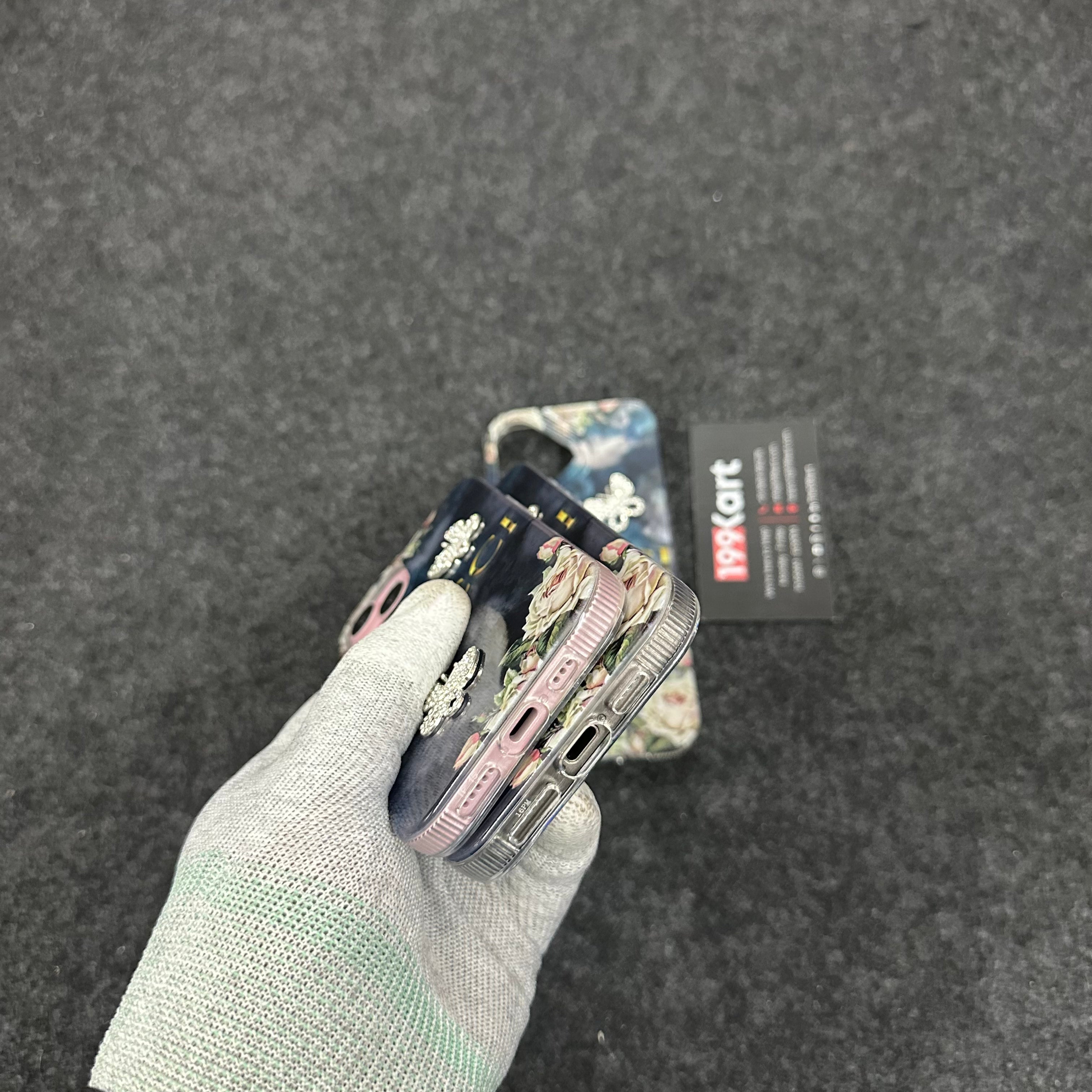 High end designer mobile cover featuring a textured butterfly stone design, adding a luxurious touch to your iPhone 16 pro max