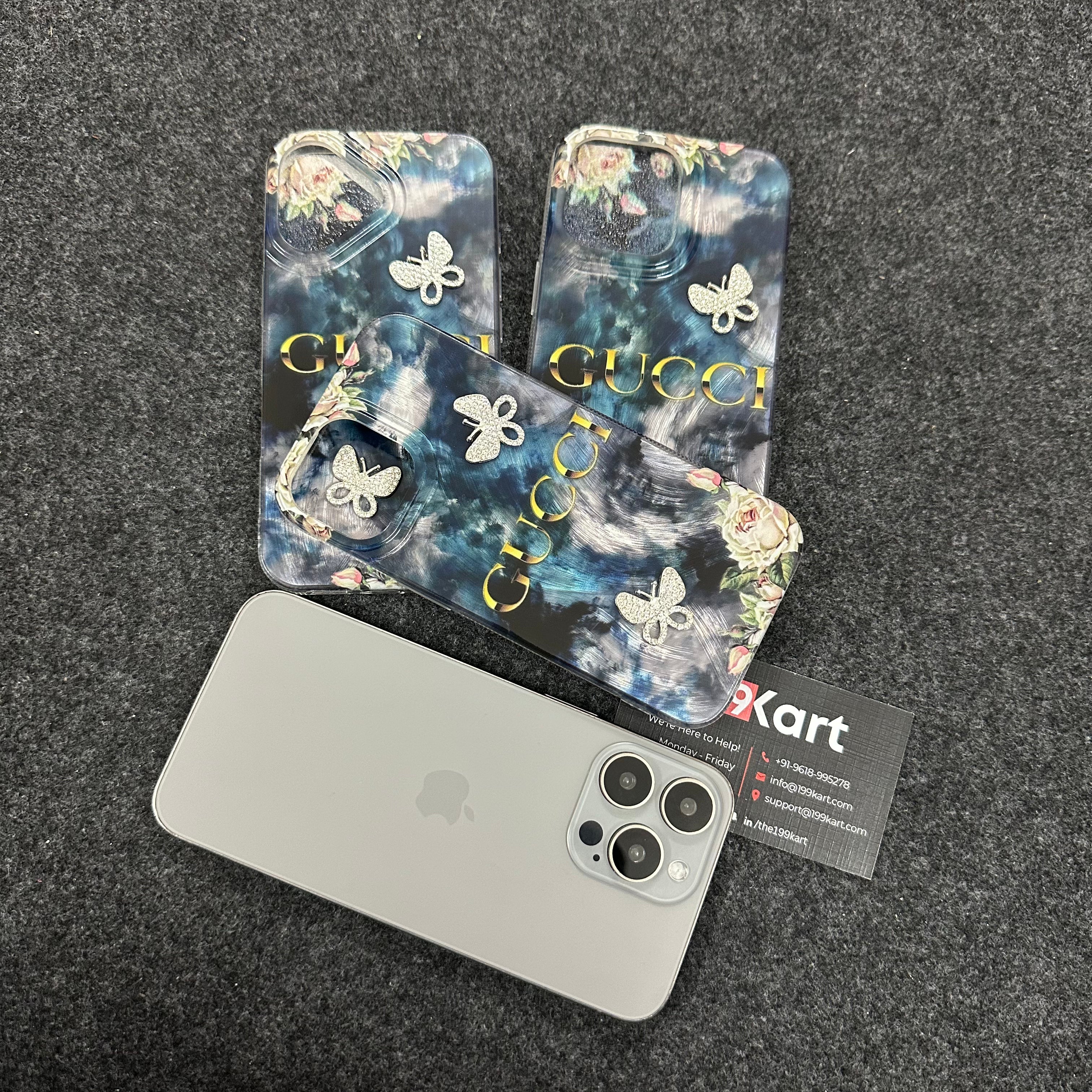 Trendy Gucci inspired iPhone cover, showcasing an artistic butterfly stone emblem, perfect for fashion lovers for iphone 16, iphone 16 plus, iphone 15