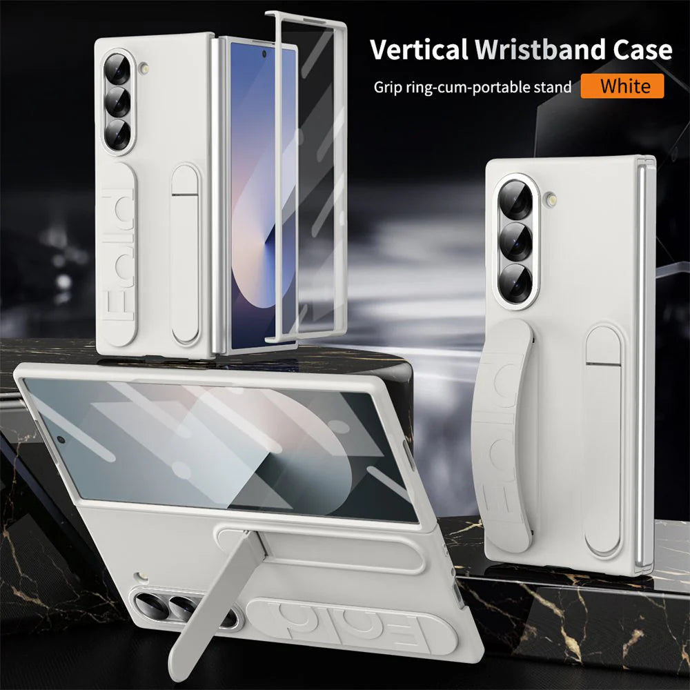 White wristband samsung cover with built in stand for Samsung galaxy Z Fold 6, designed for comfort and stability