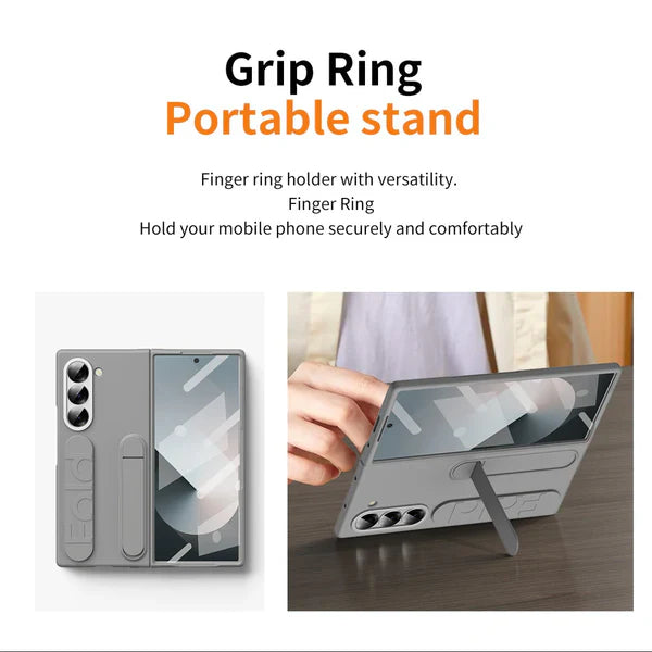 Grip ring with a portable stand for samsung Z fold 6 covers with a secure hold and hands free convenience