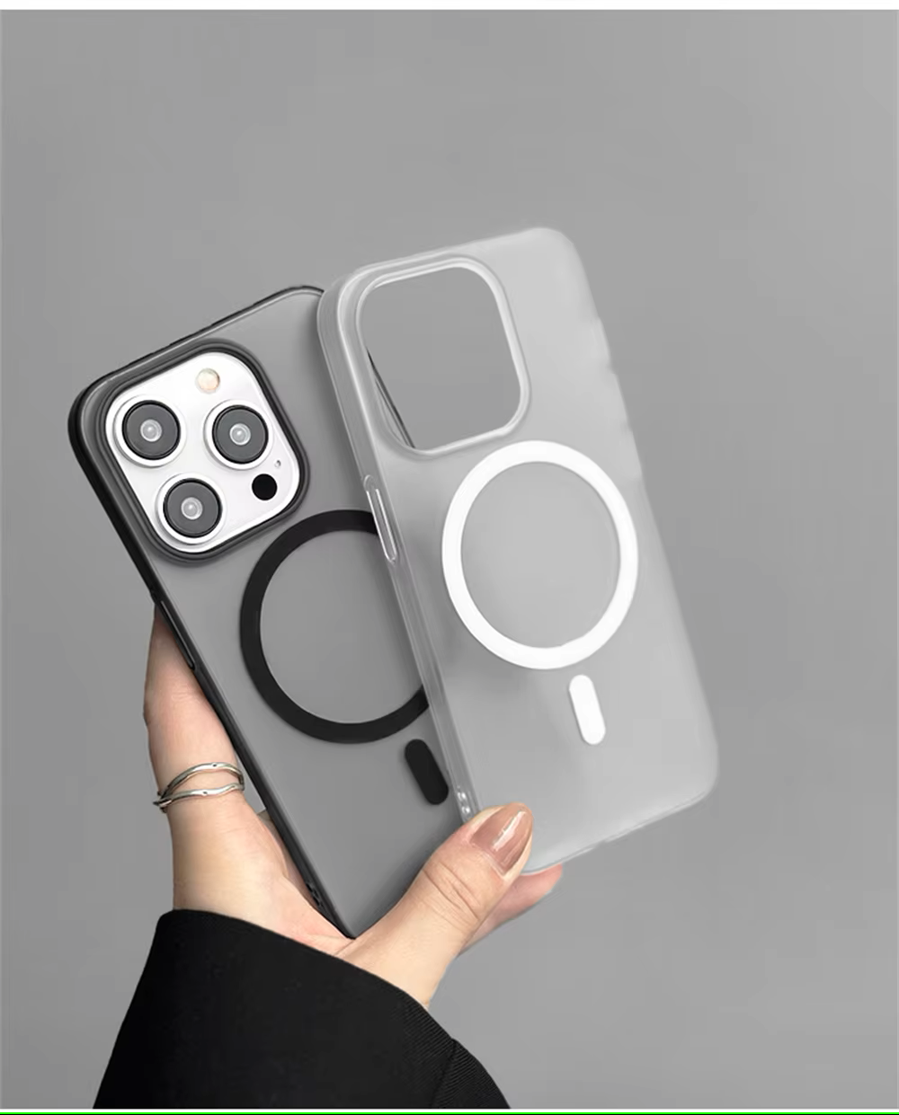 Minimalist transparent mobile cover featuring a MagSafe ring, iphone 16 pro max case ensuring strong magnetic attachment and full device protection