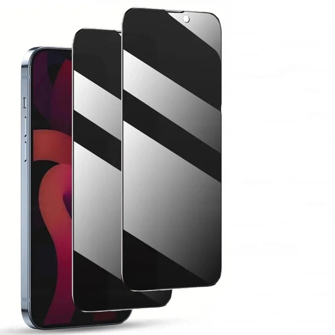Tempered glass privacy screen protector for iPhone, preventing unwanted viewing angles while keeping the display crisp