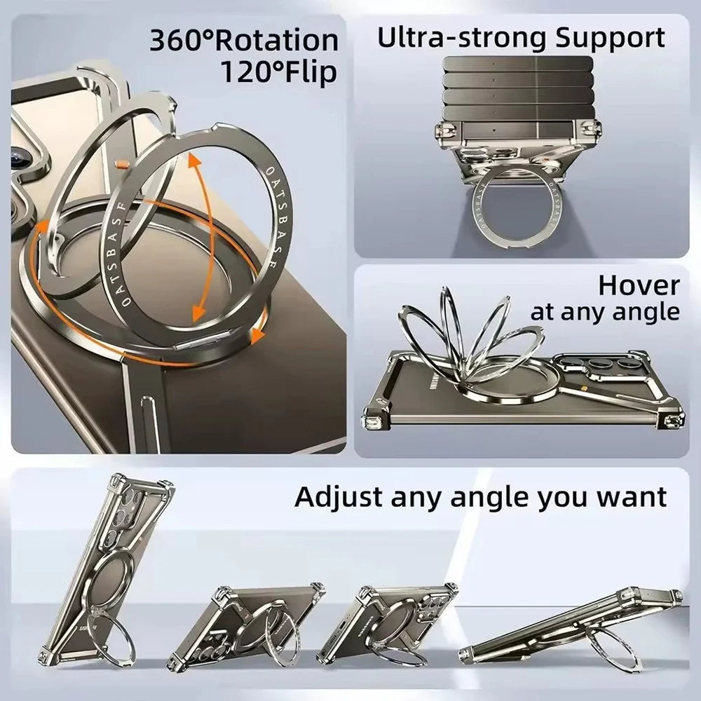 Full body protective iPhone case with premium alloy finish and multi angle stand support for samsung fold 6 case