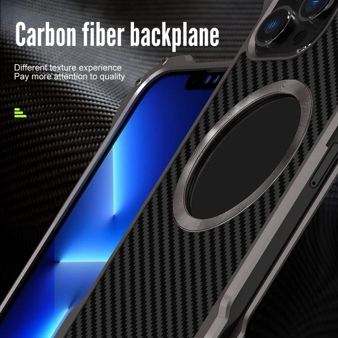 Carbon fiber textured mobile cover with MagSafe compatibility and durable backplate for premium feel for iphone 15 pro max cover