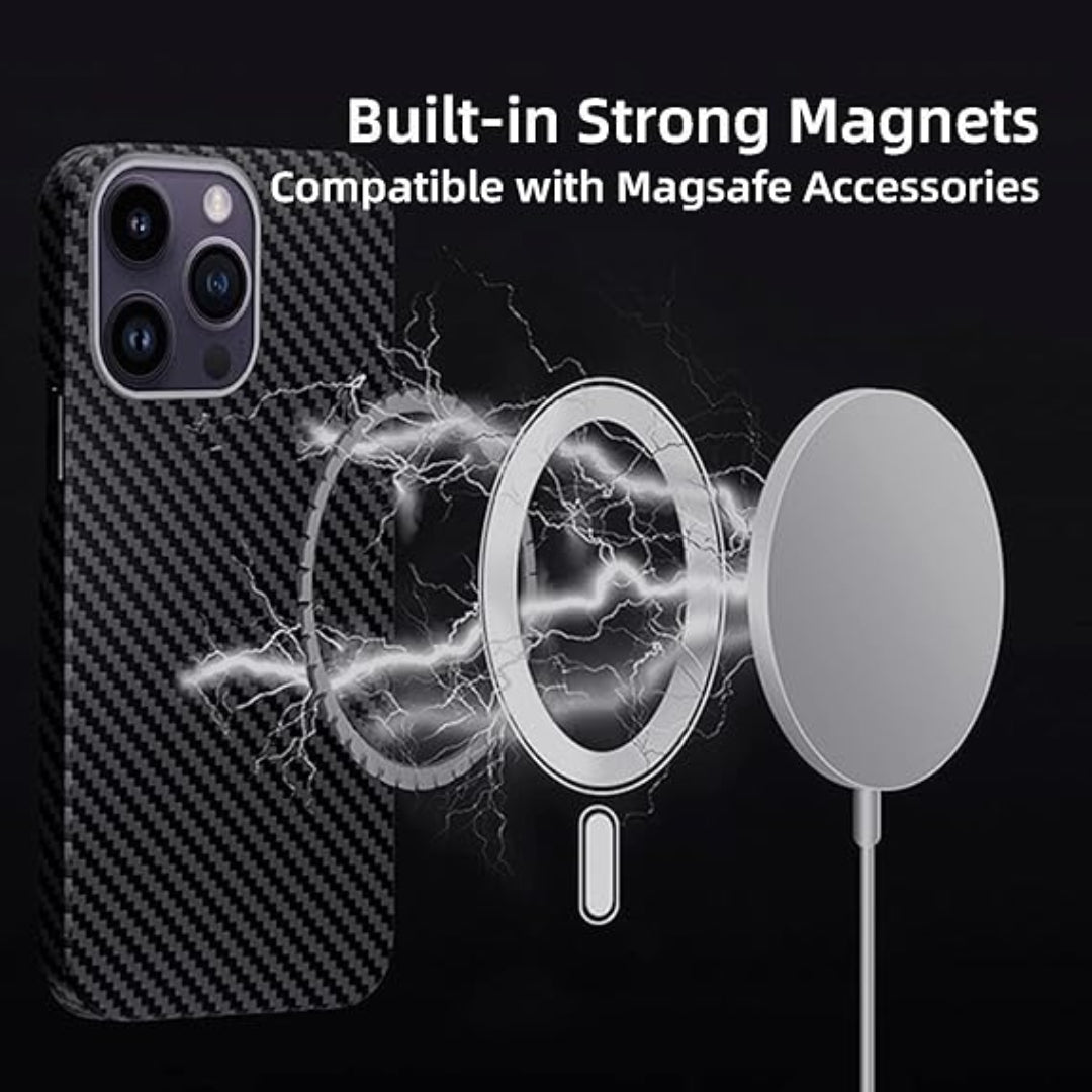 Aramid fiber iPhone case with built in strong magnets compatible with MagSafe accessories for iphone 15 pro max cover