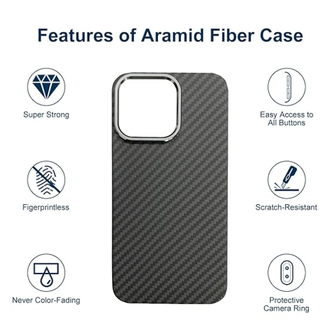 Feature highlights showing the iPhone cover strength, scratch resistance, fingerprint resistance, and button accessibility for iphone 15 pro max cover