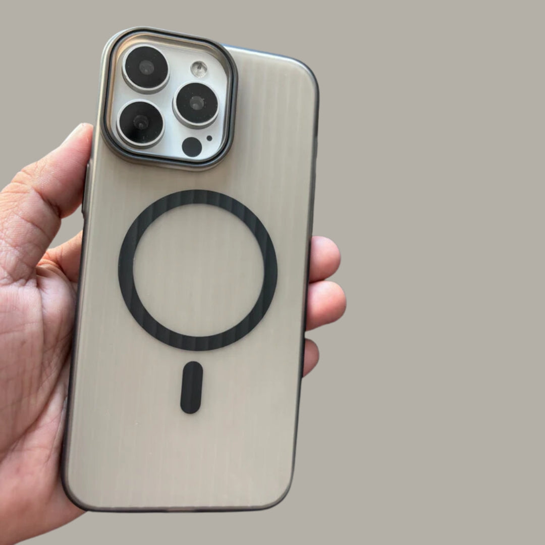 Stylish iPhone Cover with Scratch Resistant Surface Premium look with vertical lines and MagSafe ready circle for convenient magnetic attachments for iphone 16 pro case