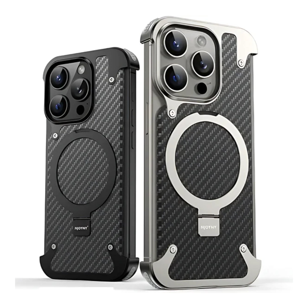Rugged iPhone cover with carbon fiber texture and precision MagSafe ring for magnetic charging support for iphone 15 pro max cover