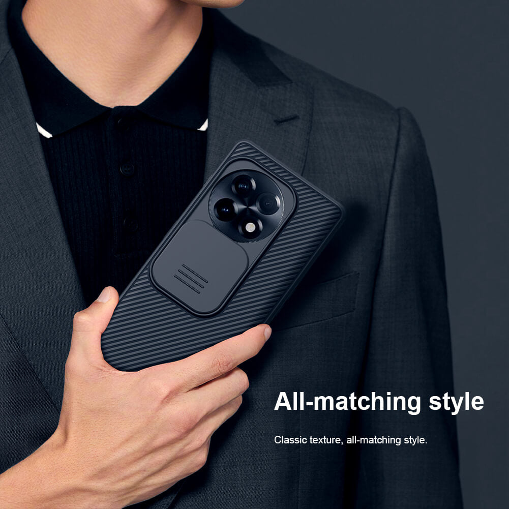 Stylish black OnePlus 11R in hand, complementing a formal outfit, showing off its all matching professional appeal.