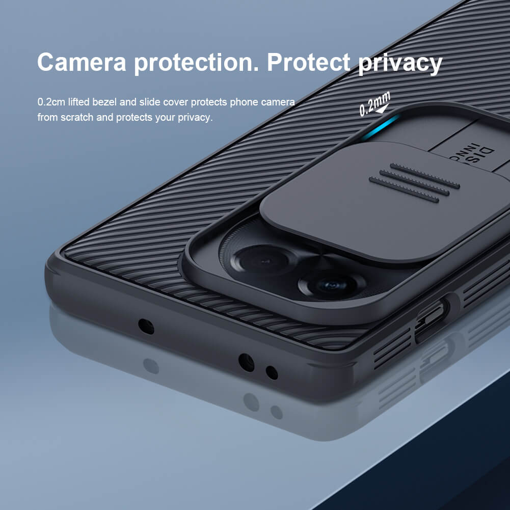 Close up of the sliding cover mechanism protecting the camera lens from scratches and maintaining privacy for oneplus 11