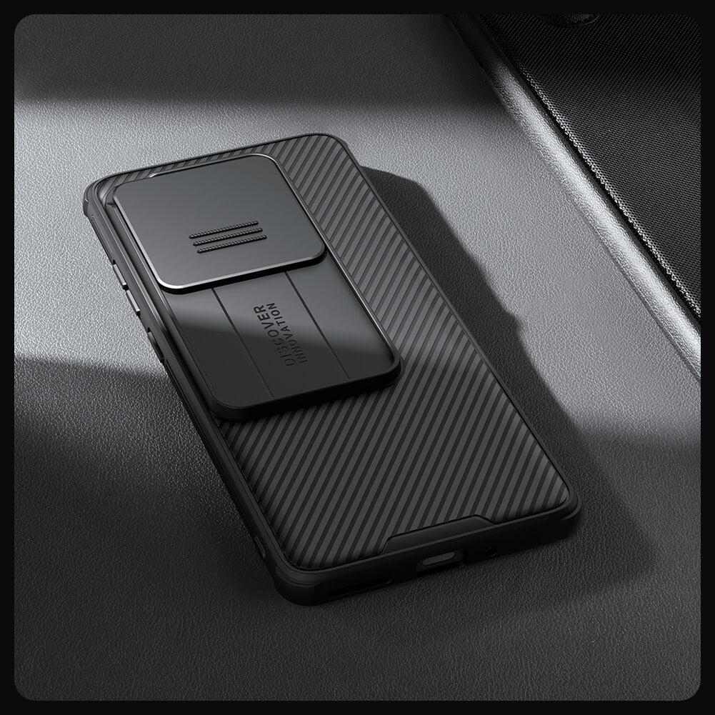 A carbon textured Phone case that enhances grip and durability with a three dimensional patterned surface for OnePlus 12R