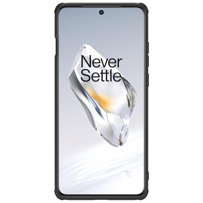 Front view of OnePlus 12 with slim black protective mobile cover