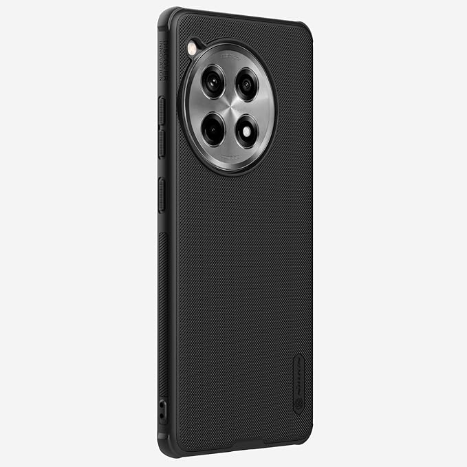 Matte black mobile cover for OnePlus 12R with slim edge protection and camera ring