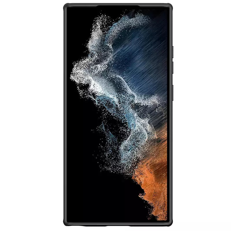 Samsung phone display showcasing full screen coverage with slim edge protection from the case for s23 ultra cover