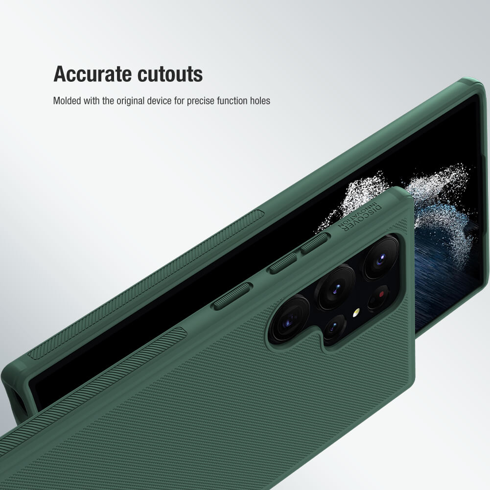 Green matte finish phone cover showcasing precise cutouts for easy access to volume and power buttons for s23 ultra cover