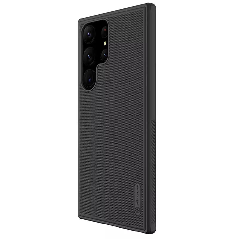 Angled view of a matte black Samsung case highlighting the streamlined side design for s23 ultra cover