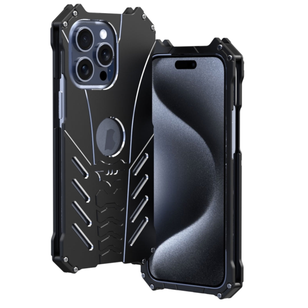 Front and back view of the black armored iPhone case with elevated edge protection for iphone 15 pro max cover