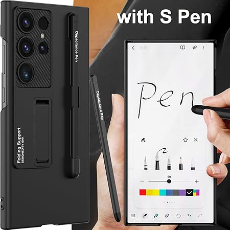 Samsung cover with S Pen compatibility and precise cutouts displayed while writing on screen for s25 Ultra