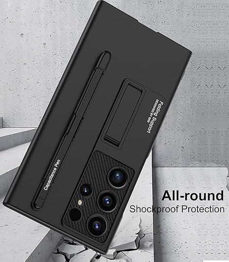Rugged black samsung cover with S Pen holder and all round shockproof protection for S25 Ultra