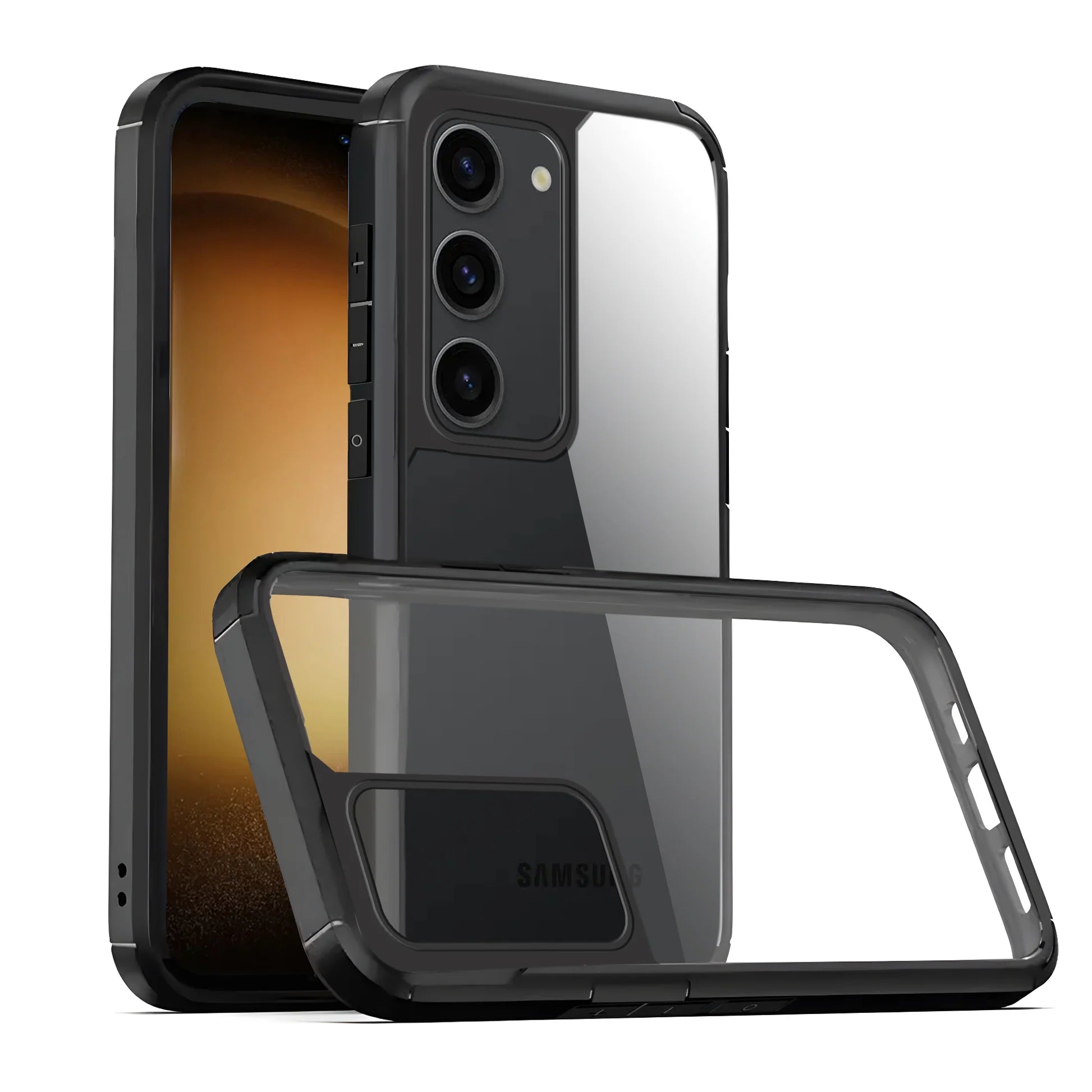 Full body protection case with transparent back and durable frame, compatible with samsung s23 cover.